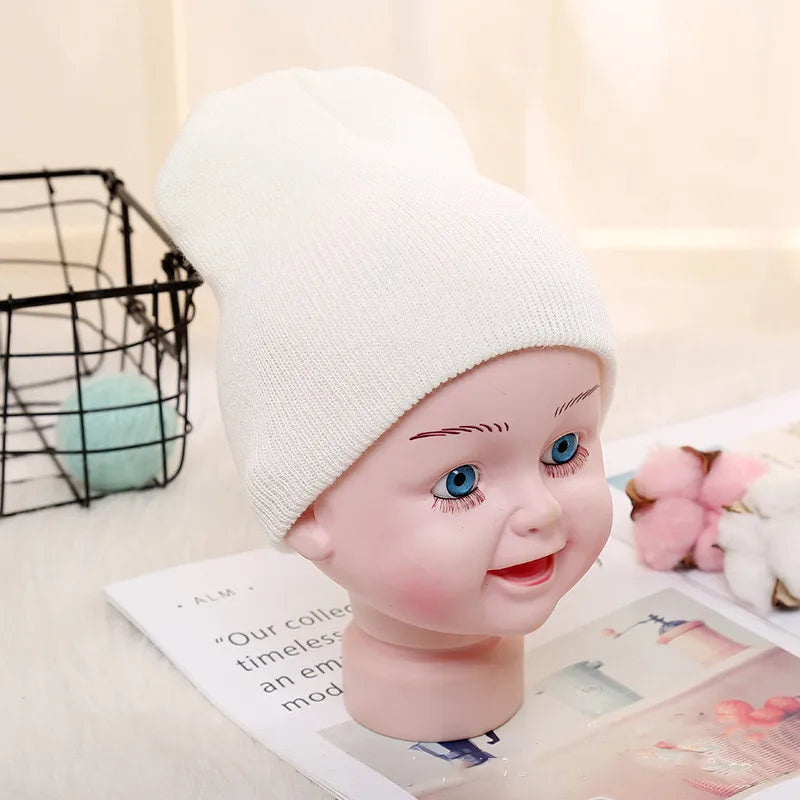 Kids Baby Solid Color Warm Soft Beanies Cap Hat Spring Autumn Winter Newborn Toddler Infant Knitted
