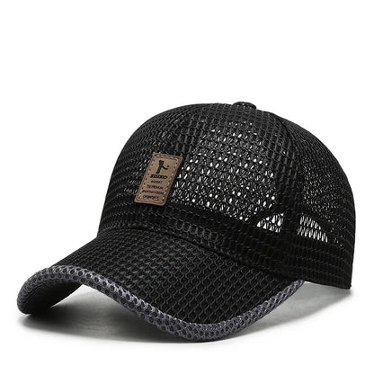 Summer Unisex Men Fishing Baseball Caps Women Breathable Mesh Snapback Hats Black Casual Sport Cap