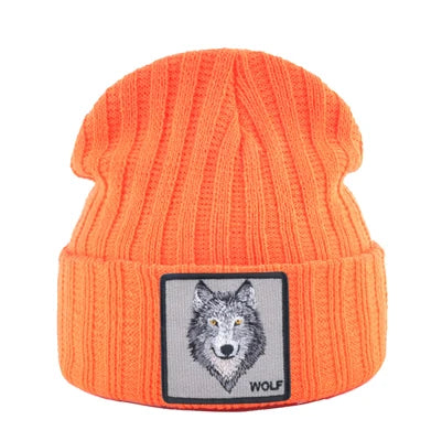 New Fashion Knitted Hats For Men Women Wolf Pattern Skullies Beanies Unisex Knitting Streetwear Hip Hop Bonnet Caps Kpop Gorras