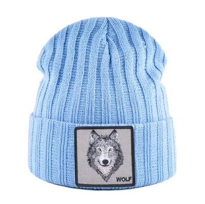 New Fashion Knitted Hats For Men Women Wolf Pattern Skullies Beanies Unisex Knitting Streetwear Hip Hop Bonnet Caps Kpop Gorras