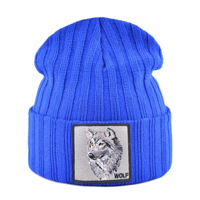 Men's Beanie With Wolf Patch Autumn Knitted Skullies Caps Women Winter Soft Knit Bonnet Beanies Fashion Hip Hop Gorras Hats