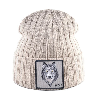New Fashion Knitted Hats For Men Women Wolf Pattern Skullies Beanies Unisex Knitting Streetwear Hip Hop Bonnet Caps Kpop Gorras