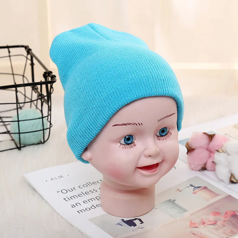 Kids Baby Solid Color Warm Soft Beanies Cap Hat Spring Autumn Winter Newborn Toddler Infant Knitted