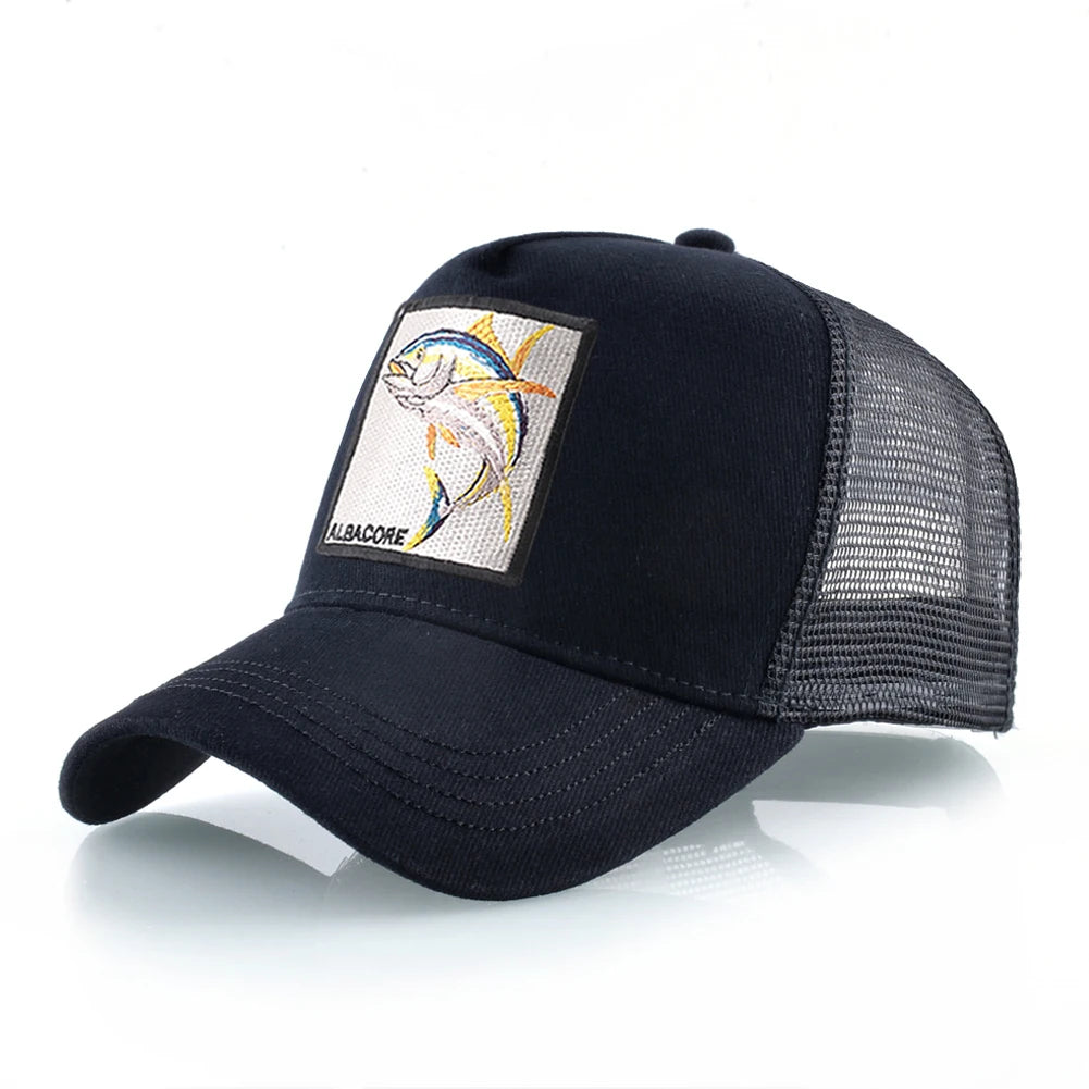 Breathable Mesh Baseball Cap Women Fashion Trucker Caps With Albacore Patch Men's Hip Hop Baseball Hat Snapback Bone Casquette