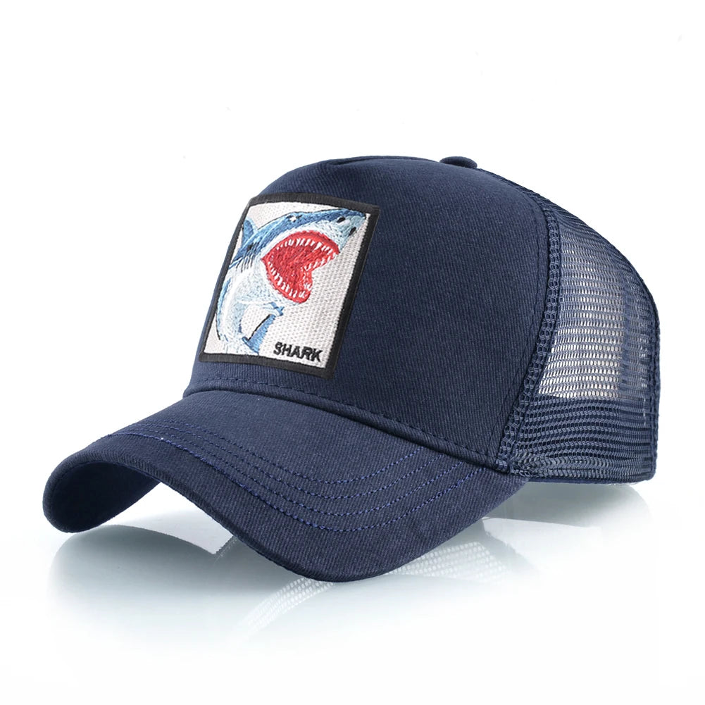 Trucker Caps Men Women Streetwear Hip Hop Baseball Cap With Shark Embroidery Patch Snapback Drake Bones Casquette Four Seasons
