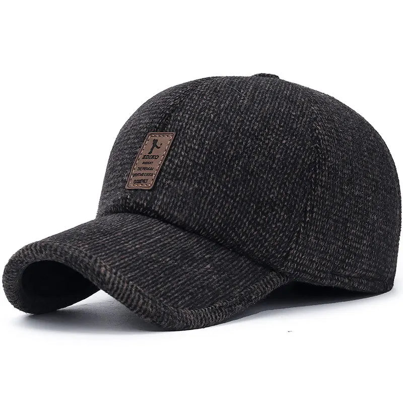 Men Warm Thick Baseball Caps Male Autumn Winter Sport Visors Snapback Earflaps Dad Cap Hat - Thick
