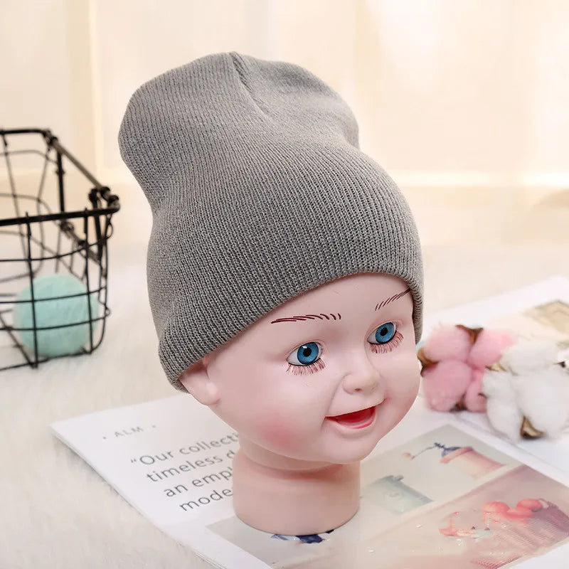 Kids Baby Solid Color Warm Soft Beanies Cap Hat Spring Autumn Winter Newborn Toddler Infant Knitted