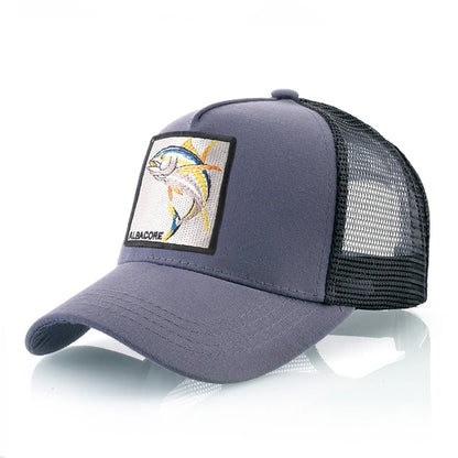 Breathable Mesh Baseball Cap Women Fashion Trucker Caps With Albacore Patch Men's Hip Hop Baseball Hat Snapback Bone Casquette