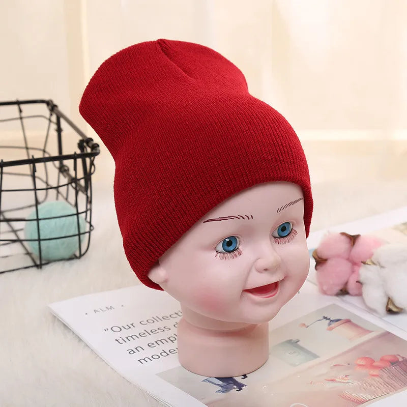 Kids Baby Solid Color Warm Soft Beanies Cap Hat Spring Autumn Winter Newborn Toddler Infant Knitted