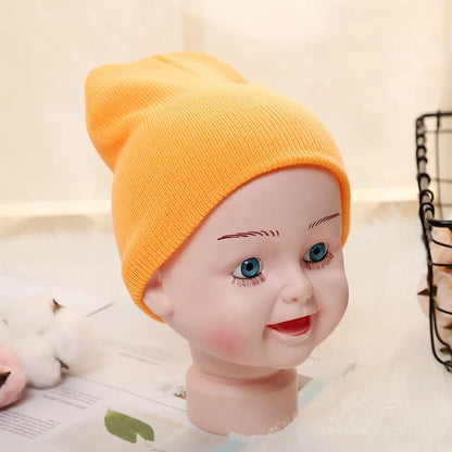 Kids Baby Solid Color Warm Soft Beanies Cap Hat Spring Autumn Winter Newborn Toddler Infant Knitted