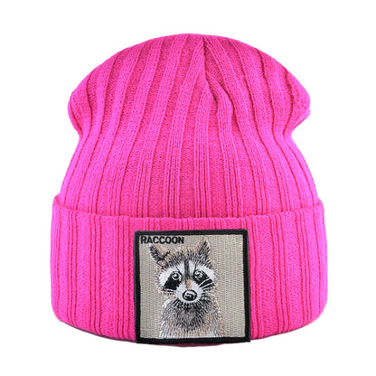 Knitted Beanies Hat Men Women Streetwear Hip Hop Skullies Beanies With Patch Boys Girls Knitting Solid Color Bonnet Hats Cap