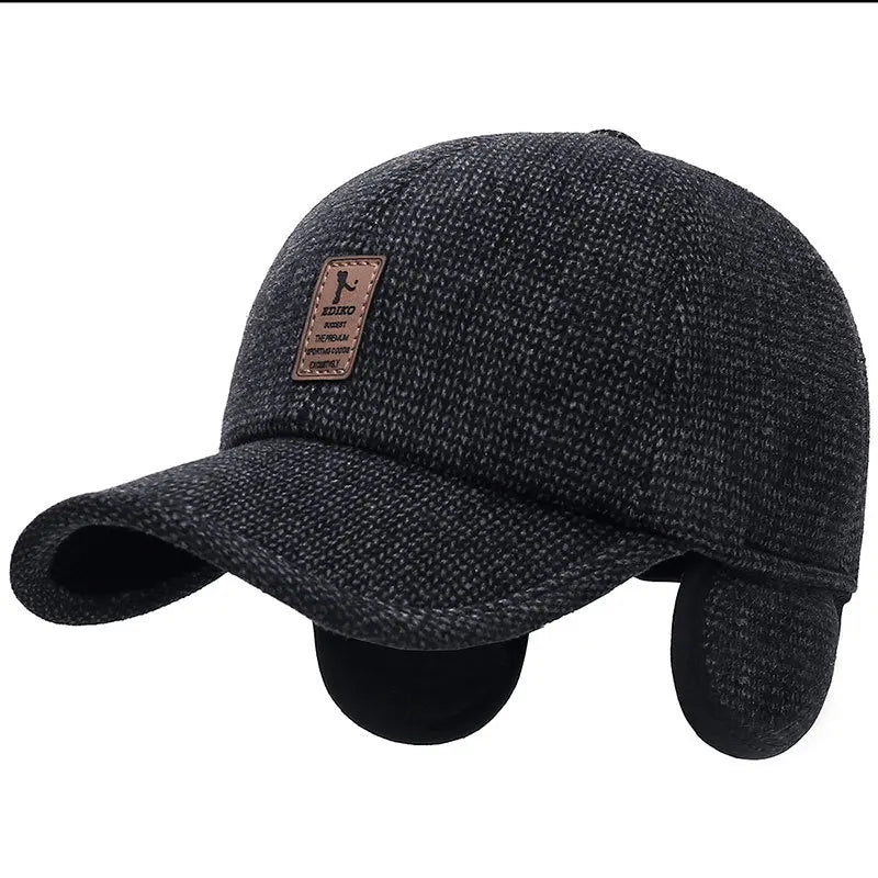Men Warm Thick Baseball Caps Male Autumn Winter Sport Visors Snapback Earflaps Dad Cap Hat - Thick