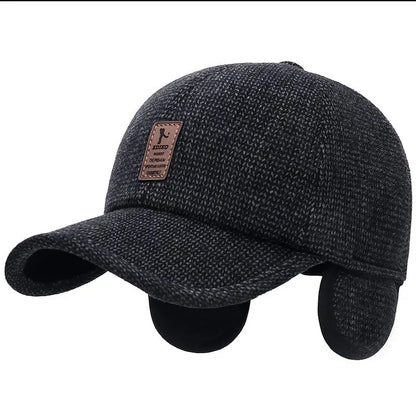 Men Warm Thick Baseball Caps Male Autumn Winter Sport Visors Snapback Earflaps Dad Cap Hat - Thick