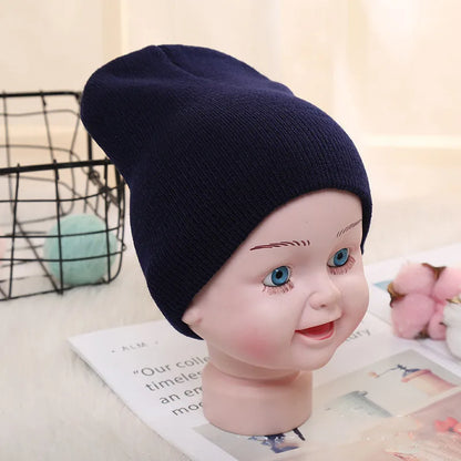 Kids Baby Solid Color Warm Soft Beanies Cap Hat Spring Autumn Winter Newborn Toddler Infant Knitted