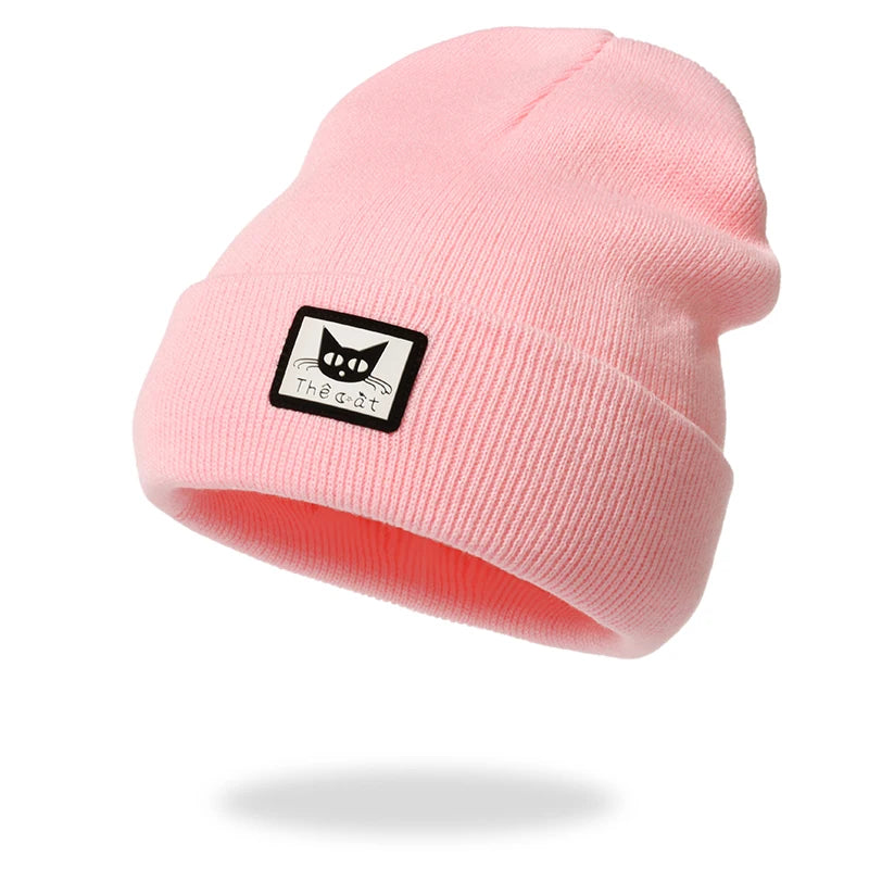 Women Men Knitted Beanie Hat Cap Autumn Winter Male Lady Casual Embroidered Boy Girl