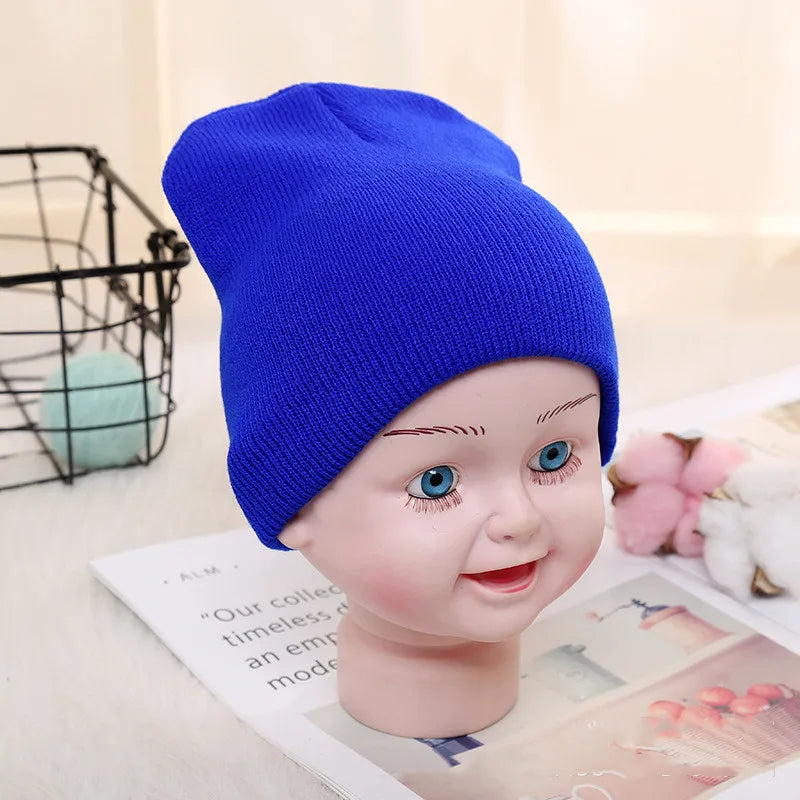 Kids Baby Solid Color Warm Soft Beanies Cap Hat Spring Autumn Winter Newborn Toddler Infant Knitted