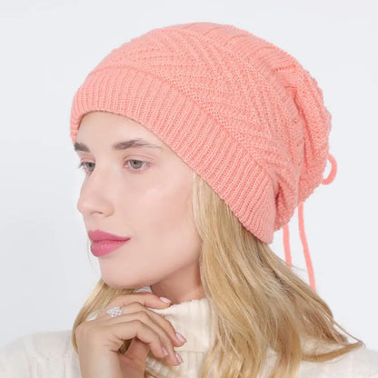 Women Stretchy Knitted Skullies Beanies Hat Solid Snood Scarf Warm Beanie Womem Autumn Winter Female
