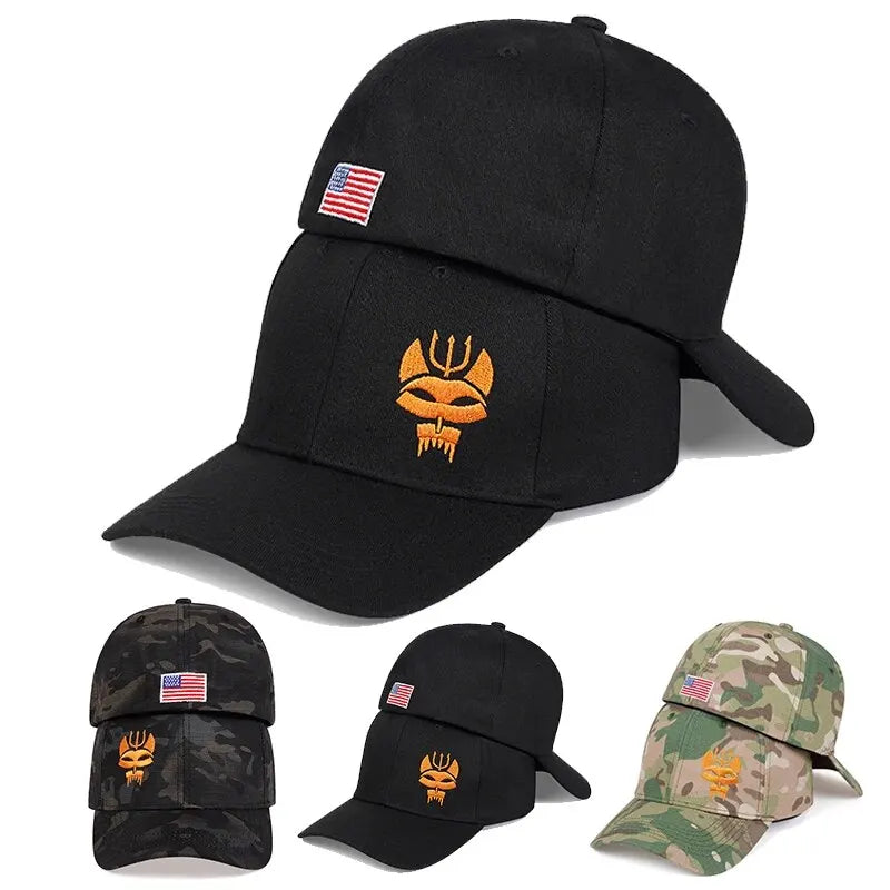 Unisex Forked Wolf Embroidery Camouflage Baseball Caps Spring Autumn Outdoor Adjustable Sunscreen