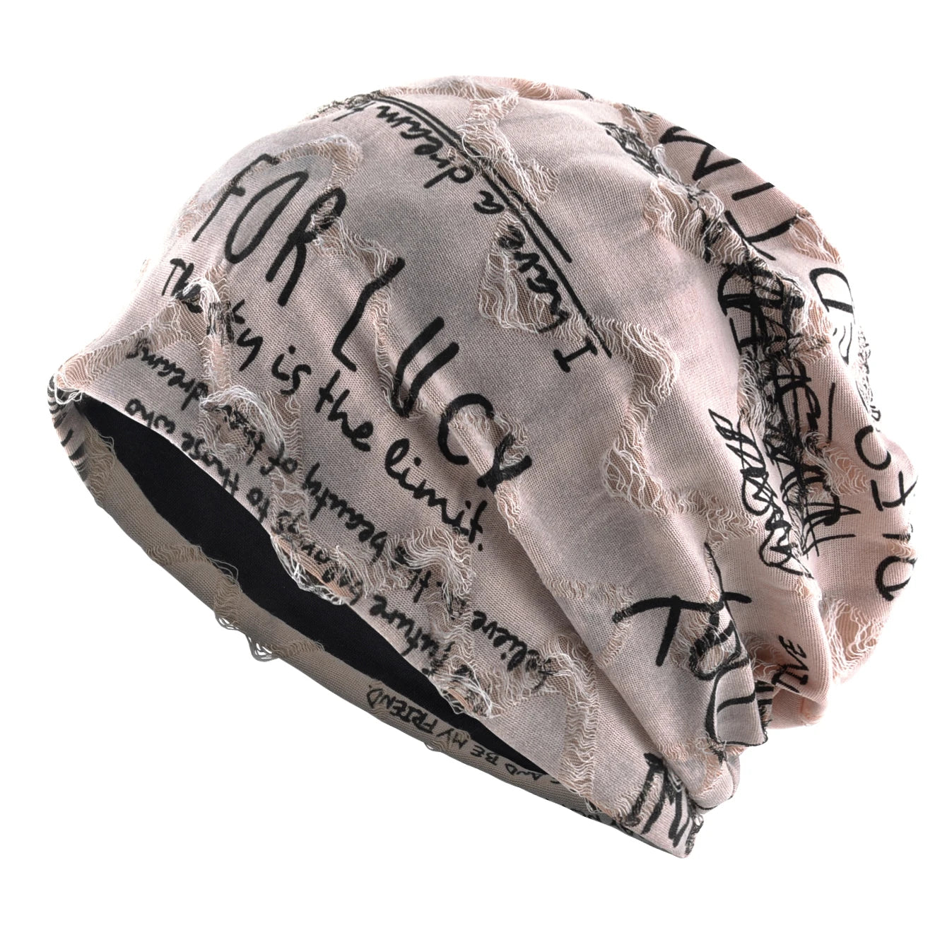 Letter Print Beanie Hats For Women Men Vintage Distressed Cracked Design Wasteland Style Spring Summer Warm Fleece-lined Winter