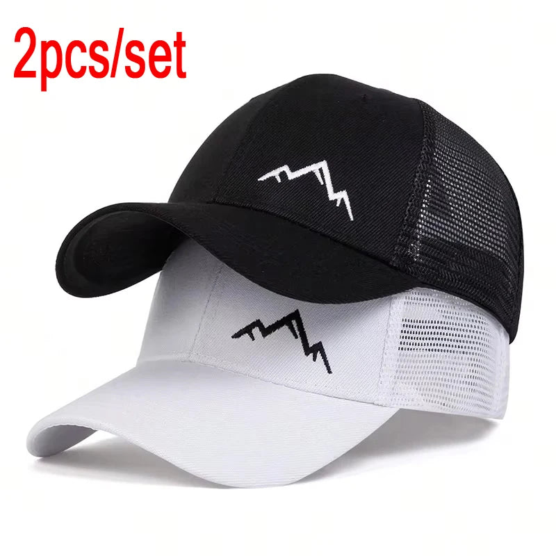 Unisex Mountain Range Embroidery Baseball Net Caps Spring Summer Outdoor Adjustable Casual Hats