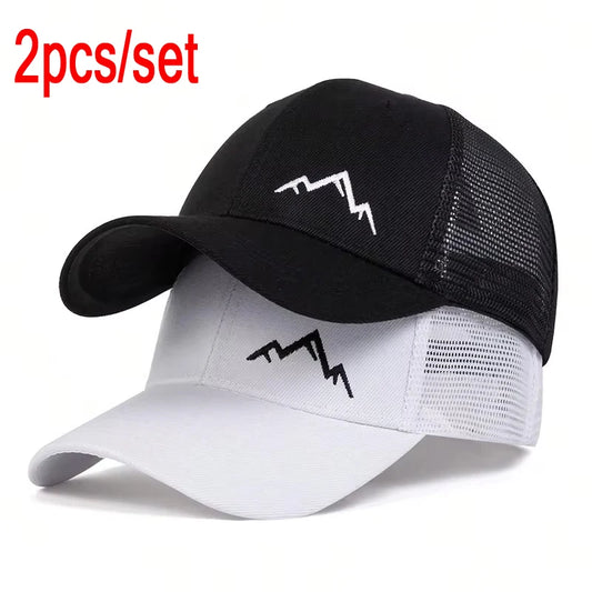 Unisex Mountain Range Embroidery Baseball Net Caps Spring Summer Outdoor Adjustable Casual Hats