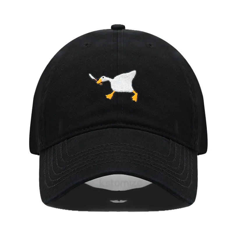 Unisex Dad Hat Embroidered Goose Pattern Fashionable Style Duckbill Cap Men Women