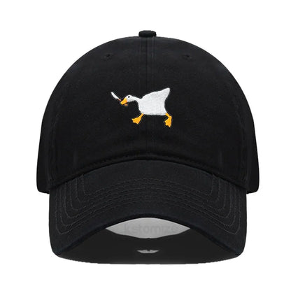 Unisex Dad Hat Embroidered Goose Pattern Fashionable Style Duckbill Cap Men Women