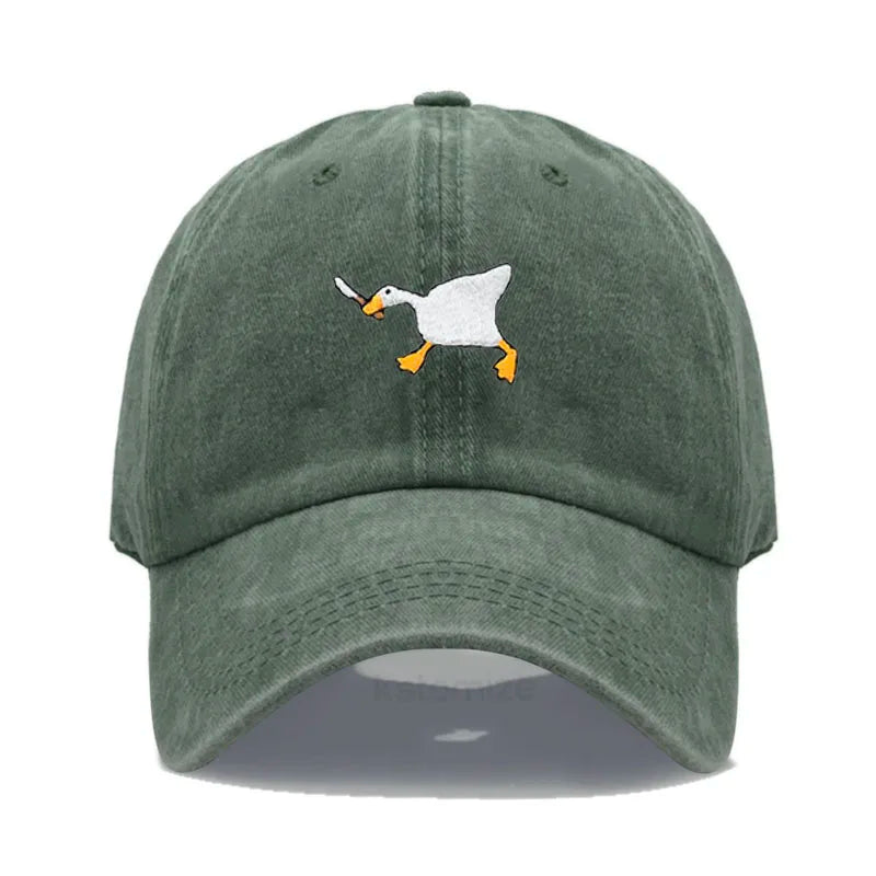 Unisex Dad Hat Embroidered Goose Pattern Fashionable Style Duckbill Cap Men Women