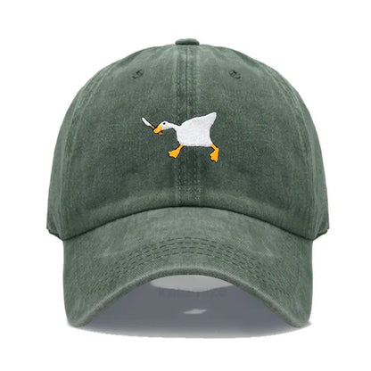 Unisex Dad Hat Embroidered Goose Pattern Fashionable Style Duckbill Cap Men Women