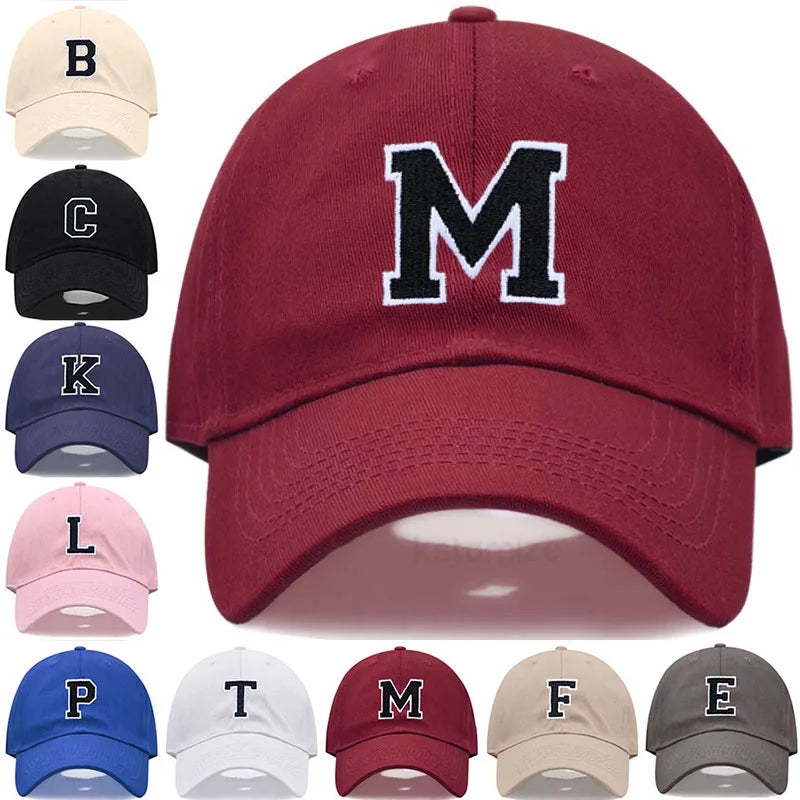 Initials Letters A-Z Embroidery Baseball Cap Men Women Soft Cotton Dad Hat Adjustable Wholesale