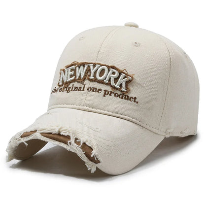 Vintage Old Hole Embroidery Letters Cowboy Baseball Cotton Soft Top Men S Women Spring Summer Casual