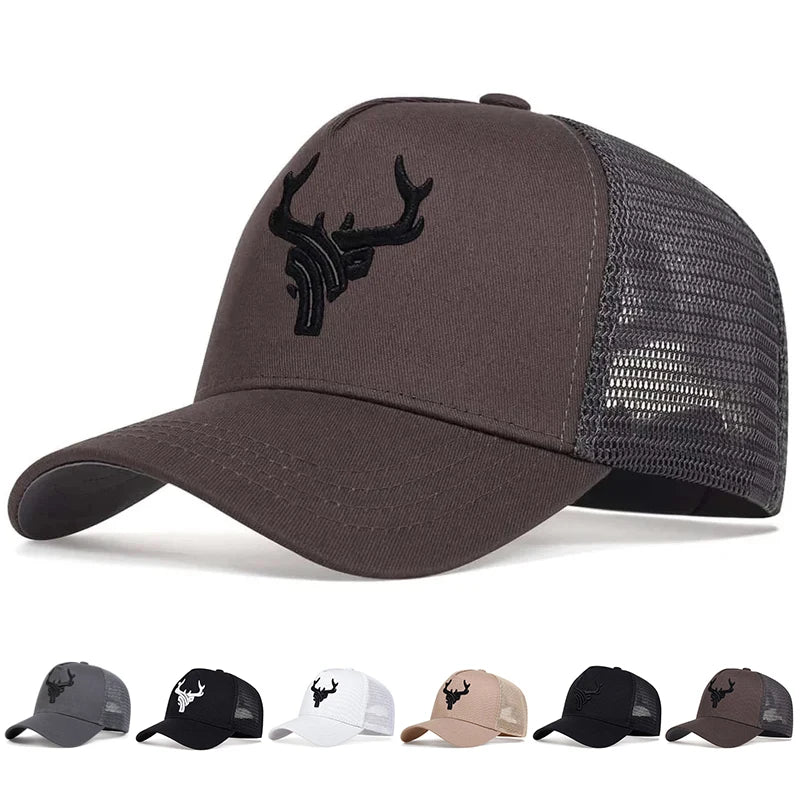 Unisex Animal Antlers Embroidery Baseball Net Caps Spring Summer Outdoor Adjustable Casual Hats