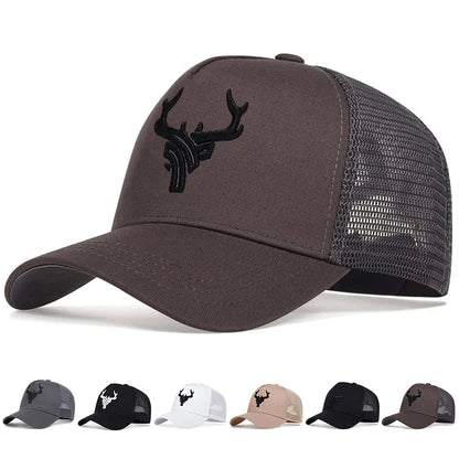 Unisex Animal Antlers Embroidery Baseball Net Caps Spring Summer Outdoor Adjustable Casual Hats