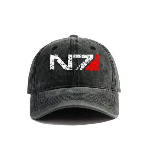 Mass Effect N7 Baseball Caps Distressed Hats Cap Men Women Retro Outdoor Summer Adjustable