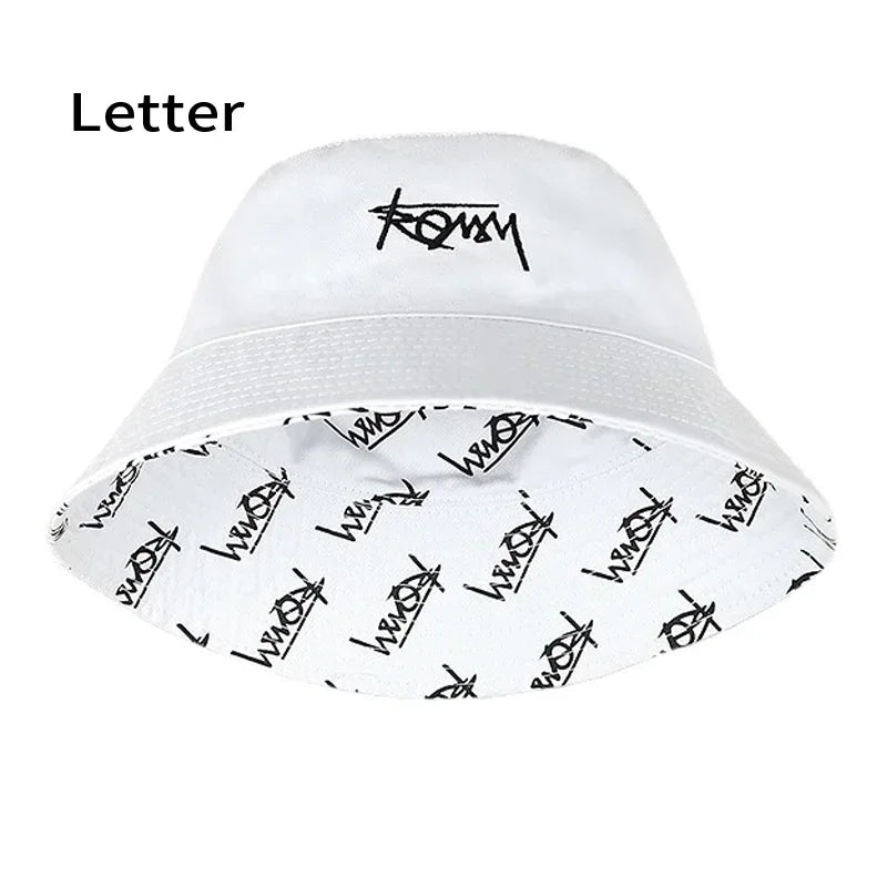 Big Head Letter Print Bucket Hats Men Women Large Size Reversible Hip Hop Fisherman Caps Summer Sun Hat Plus Size Panama
