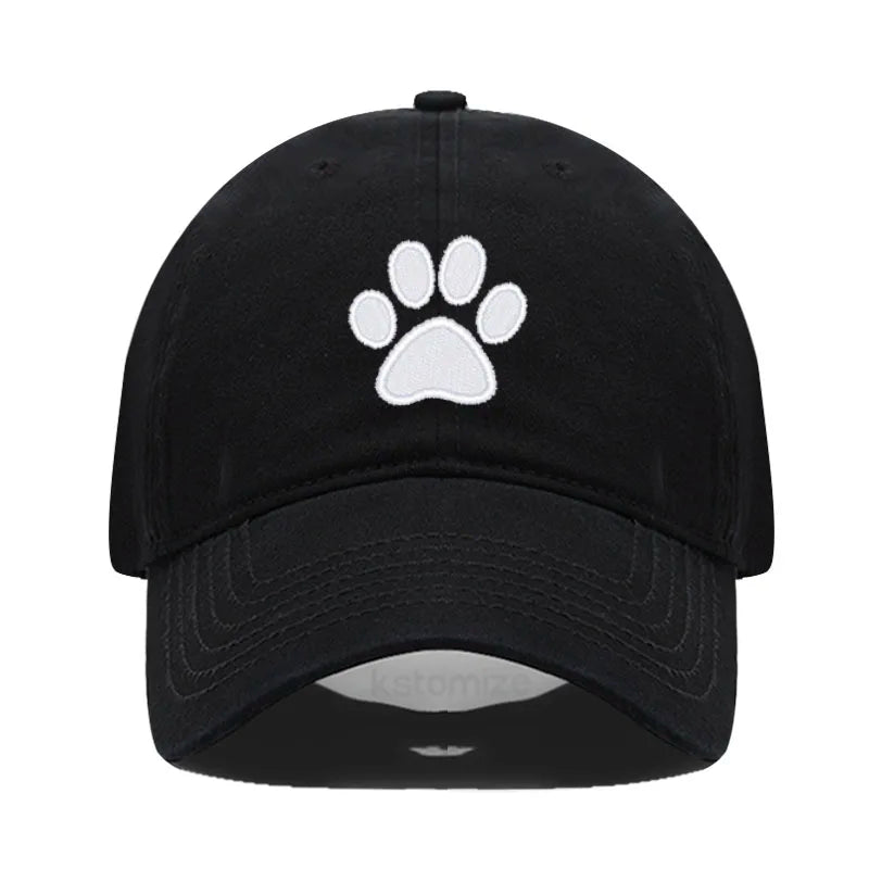 Dog Paw Embroidered Baseball Cap Women Men Adjustable Washed Cotton Dad Hat Unisex Classic Golf Caps