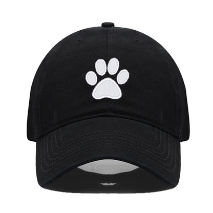 Dog Paw Embroidered Baseball Cap Women Men Adjustable Washed Cotton Dad Hat Unisex Classic Golf Caps