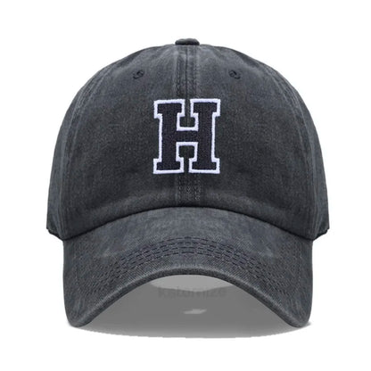Initial Letter A-Z Embroider Baseball Cap Men Womne Washed Cotton Dad Hat Team Sport Visors Snapback