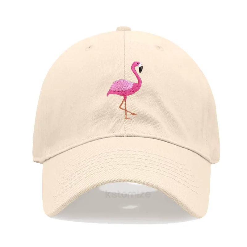 Animal Embroidery Flamingo Baseball Caps Men Women Retro Soft Washed Cotton Dad Hat Snapback Cap