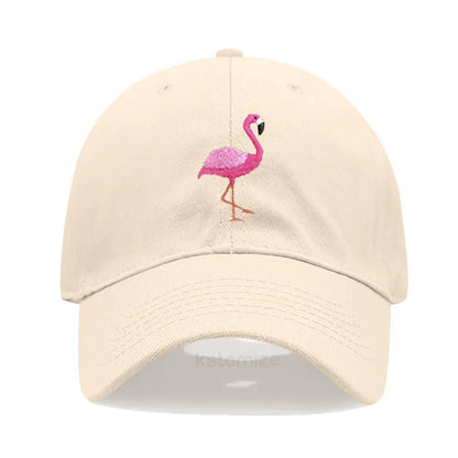 Animal Embroidery Flamingo Baseball Caps Men Women Retro Soft Washed Cotton Dad Hat Snapback Cap