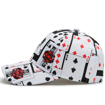 Unisex Poker Card Print Baseball Caps Spring Autumn Outdoor Adjustable Casual Hats Hip Hop Cap