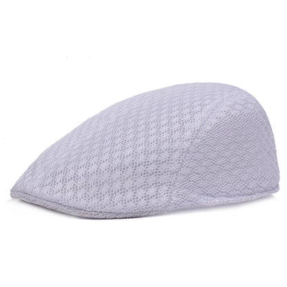 Summer Casual Beret Hat Unisex Mesh Flat Caps Newsboy Style Adjustablr Breathable Women Men