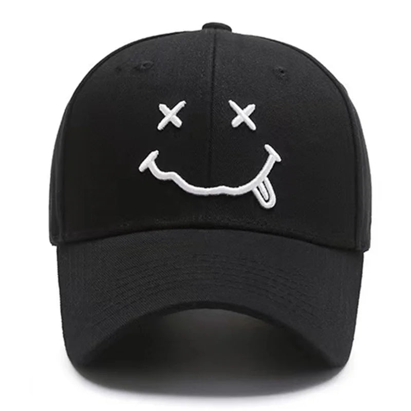 Men Women Smile Face Embroidery Baseball Caps Cotton Adjustable Snapback Hats Hip Hop Trucker Cap