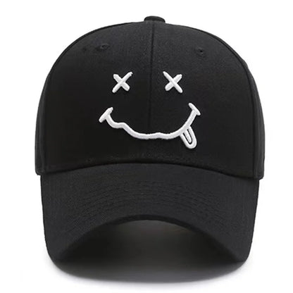 Men Women Smile Face Embroidery Baseball Caps Cotton Adjustable Snapback Hats Hip Hop Trucker Cap