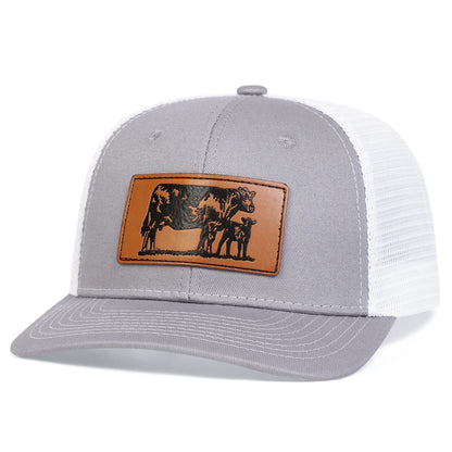 Unisex Brown Cow Leather Label Baseball Net Caps Spring Summer Outdoor Adjustable Casual Hats