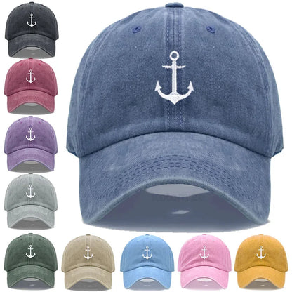 Anchor Embroidered Baseball Cap Women Men Adjustable Soft Washed Cotton Dad Hat Unisex Classic Golf