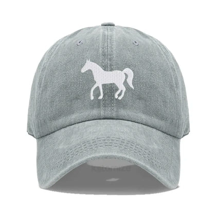 Horse Embroidered Baseball Cap Women Men Adjustable Washed Cotton Dad Hat Unisex Classic Golf Caps