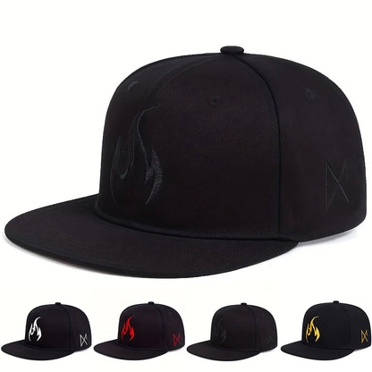 Unisex Flame Embroidery Hip-Hop Hats Spring Autumn Adjustable Casual Snapback Baseball Caps Outdoor
