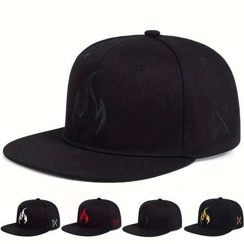 Unisex Flame Embroidery Hip-Hop Hats Spring Autumn Adjustable Casual Snapback Baseball Caps Outdoor
