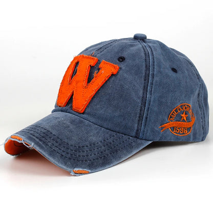 Cotton Letter W Baseball Cap Retro Outdoor Sports Caps Women Bone Gorras Curved Fitted Washed